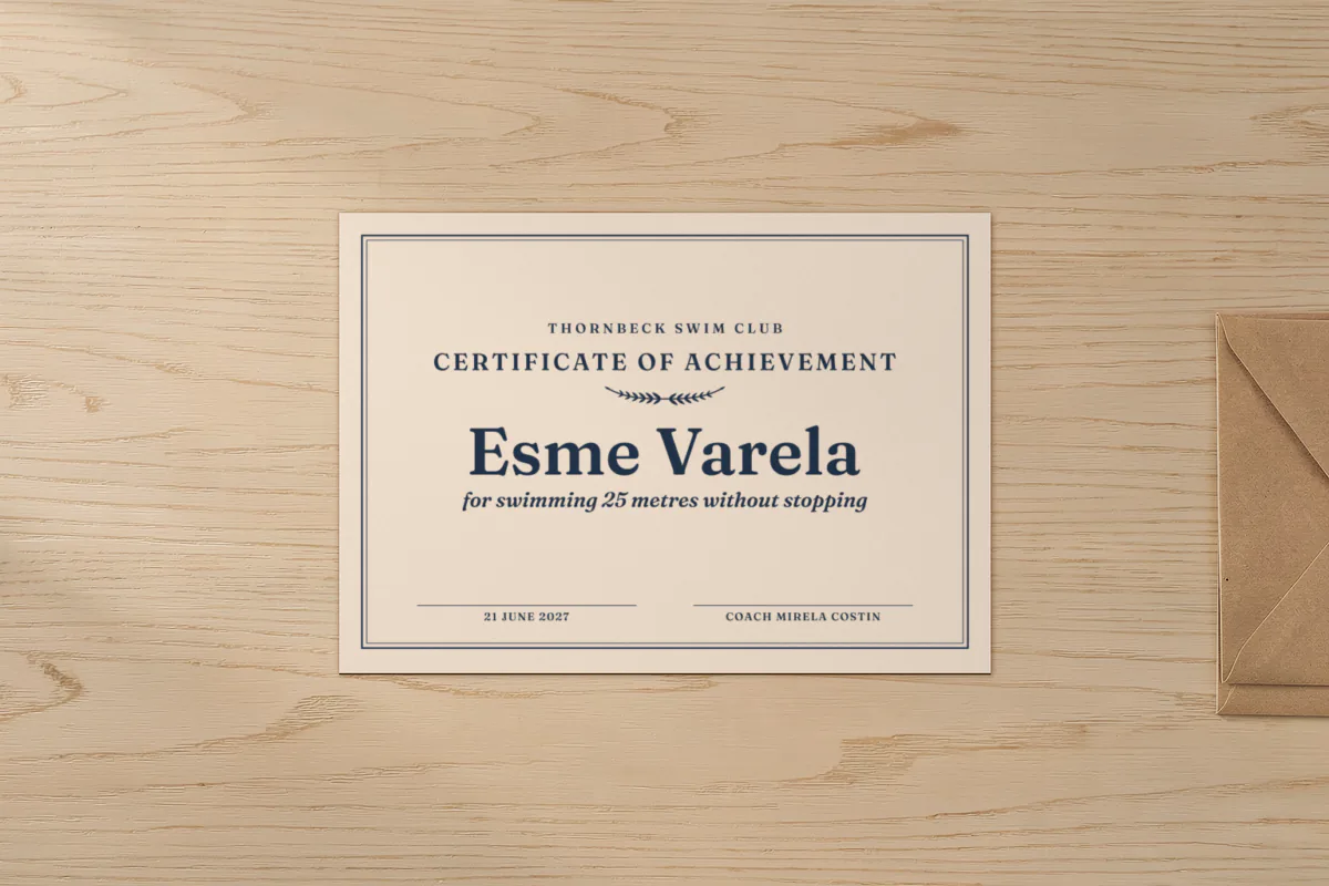 Award certificate