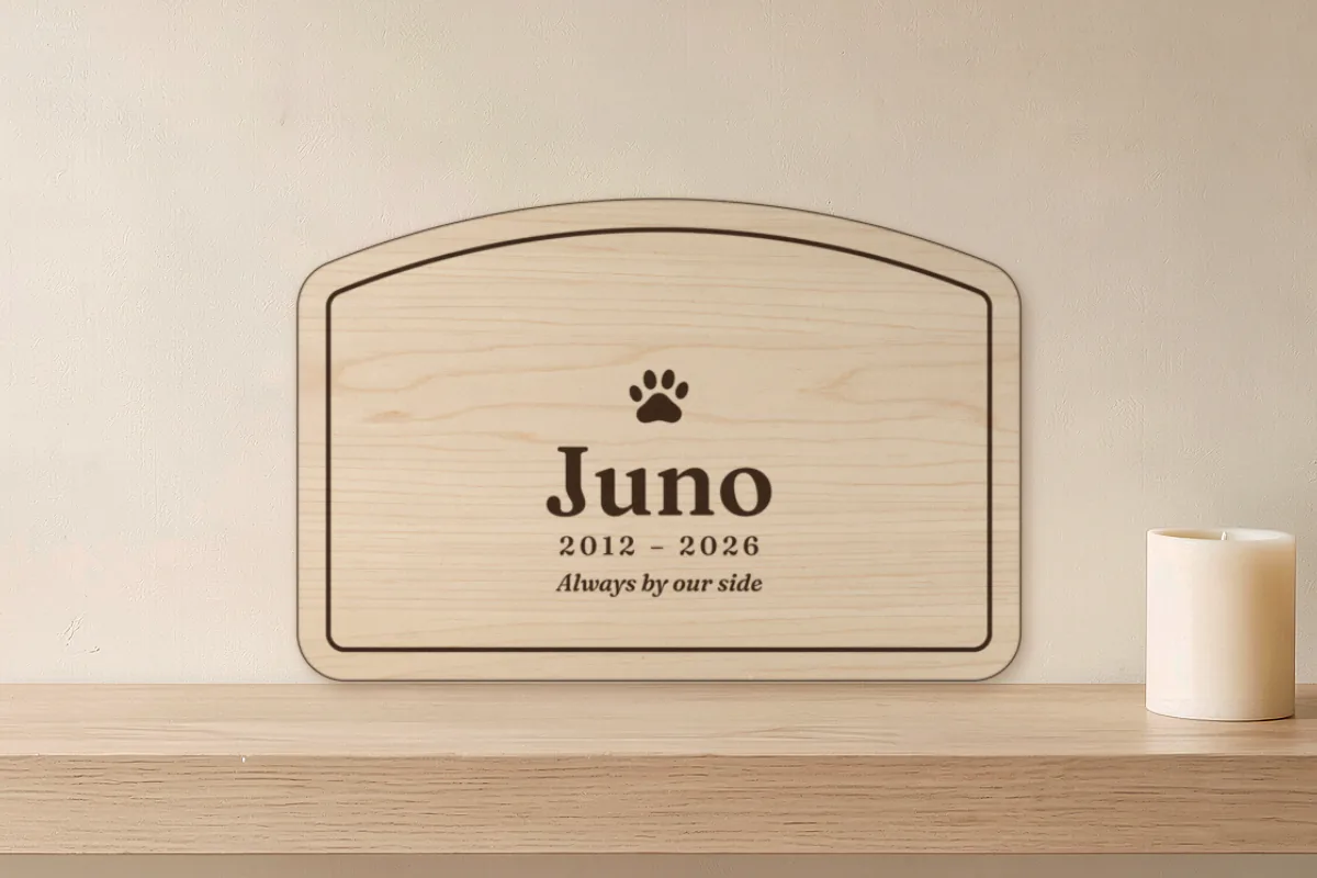 Pet memorial plaque