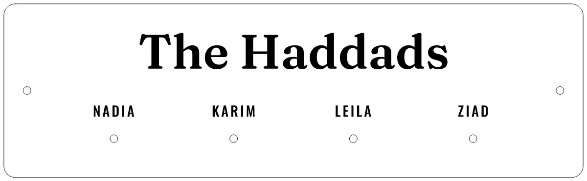 Key holder with names as a flat design