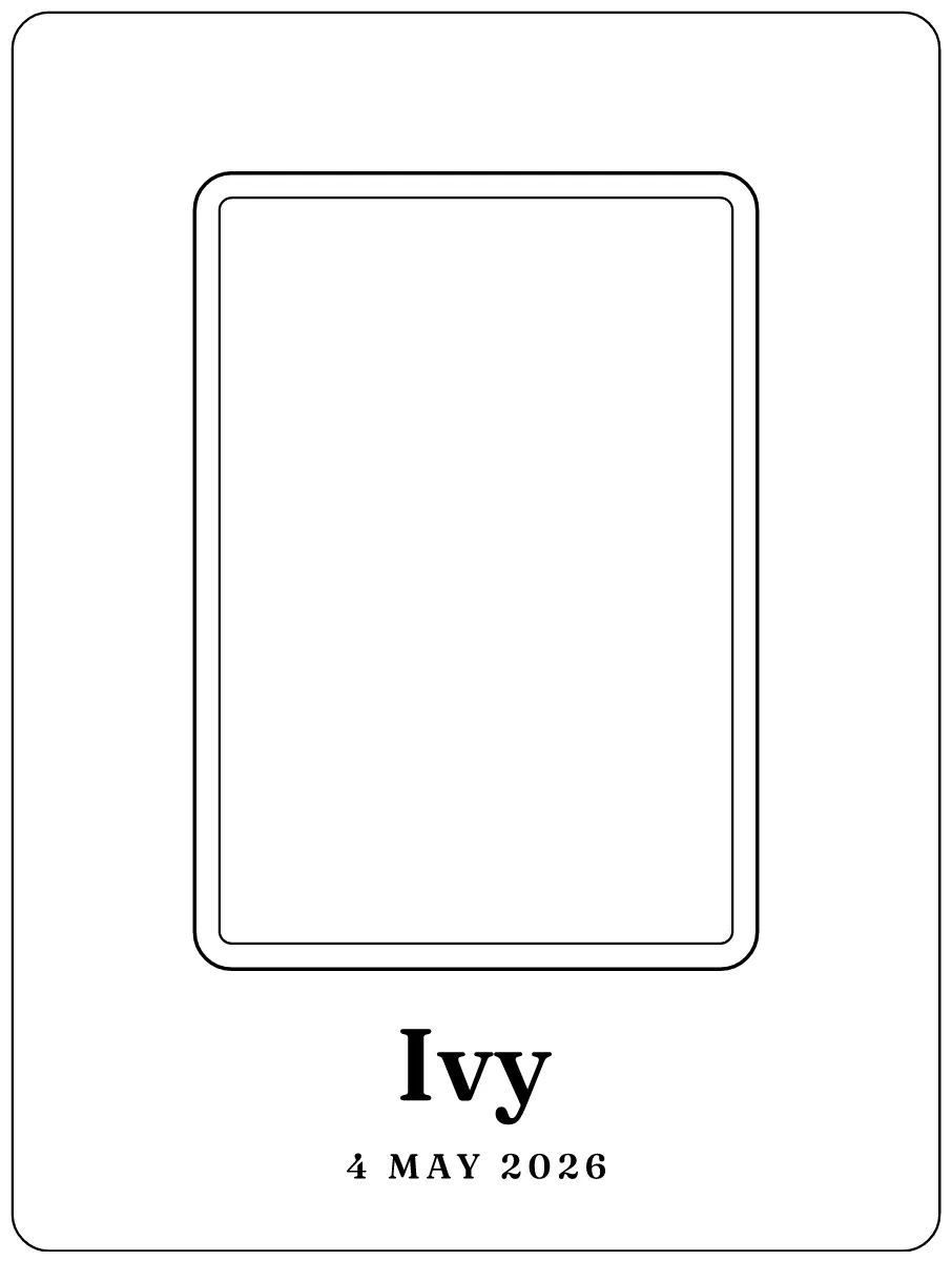 Photo frame with name as a flat design